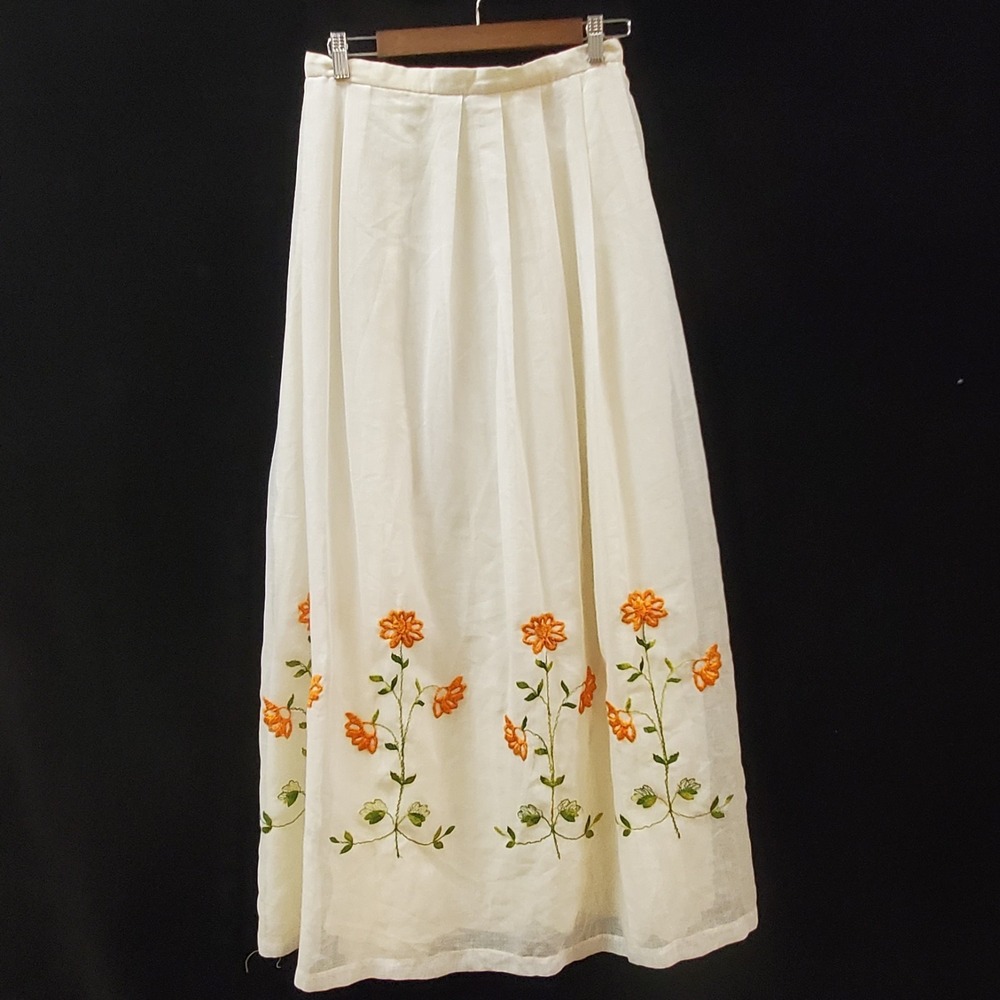 Vintage Eddy George California Womens Cottacore Embroidered Maxi Skirt 14 Flower